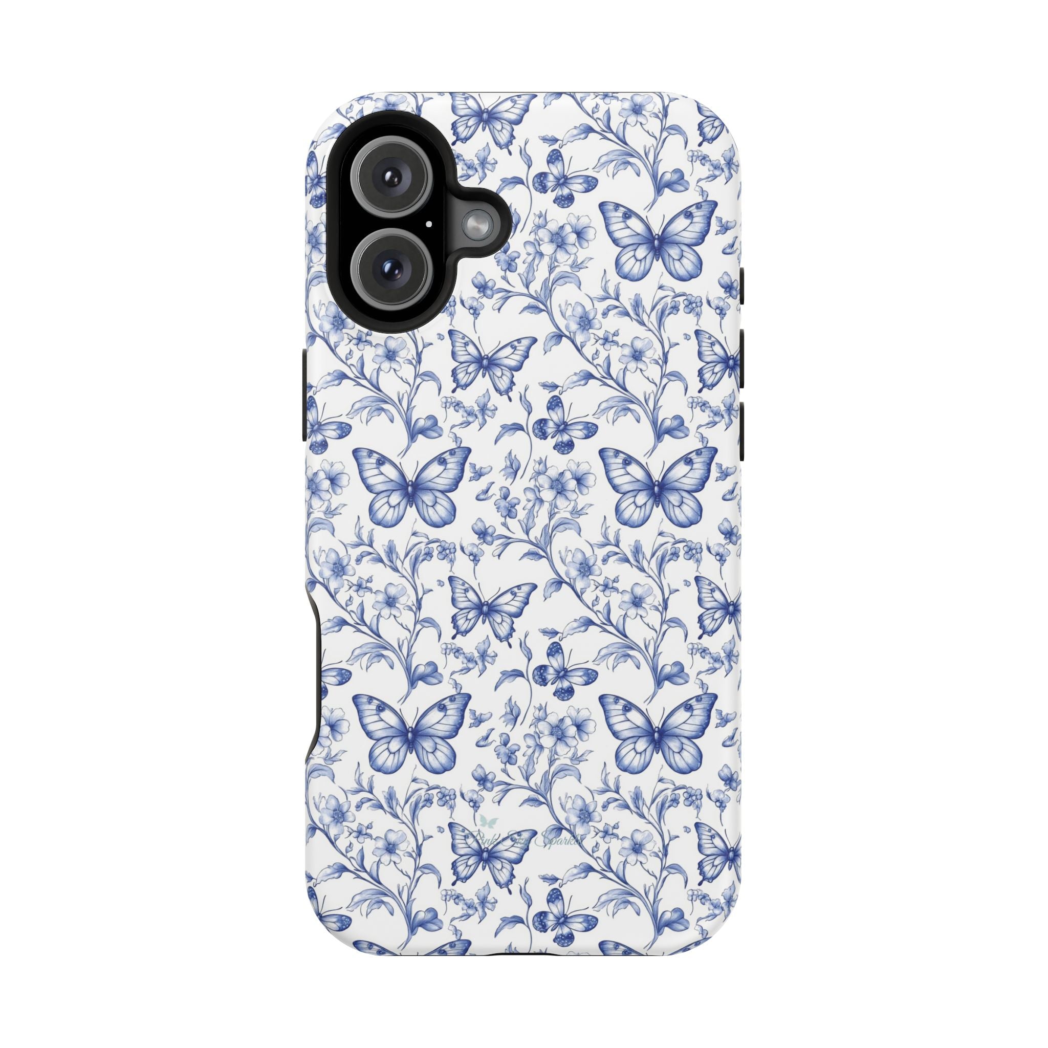 Blue Butterfly Toile Magnetic iPhone Case