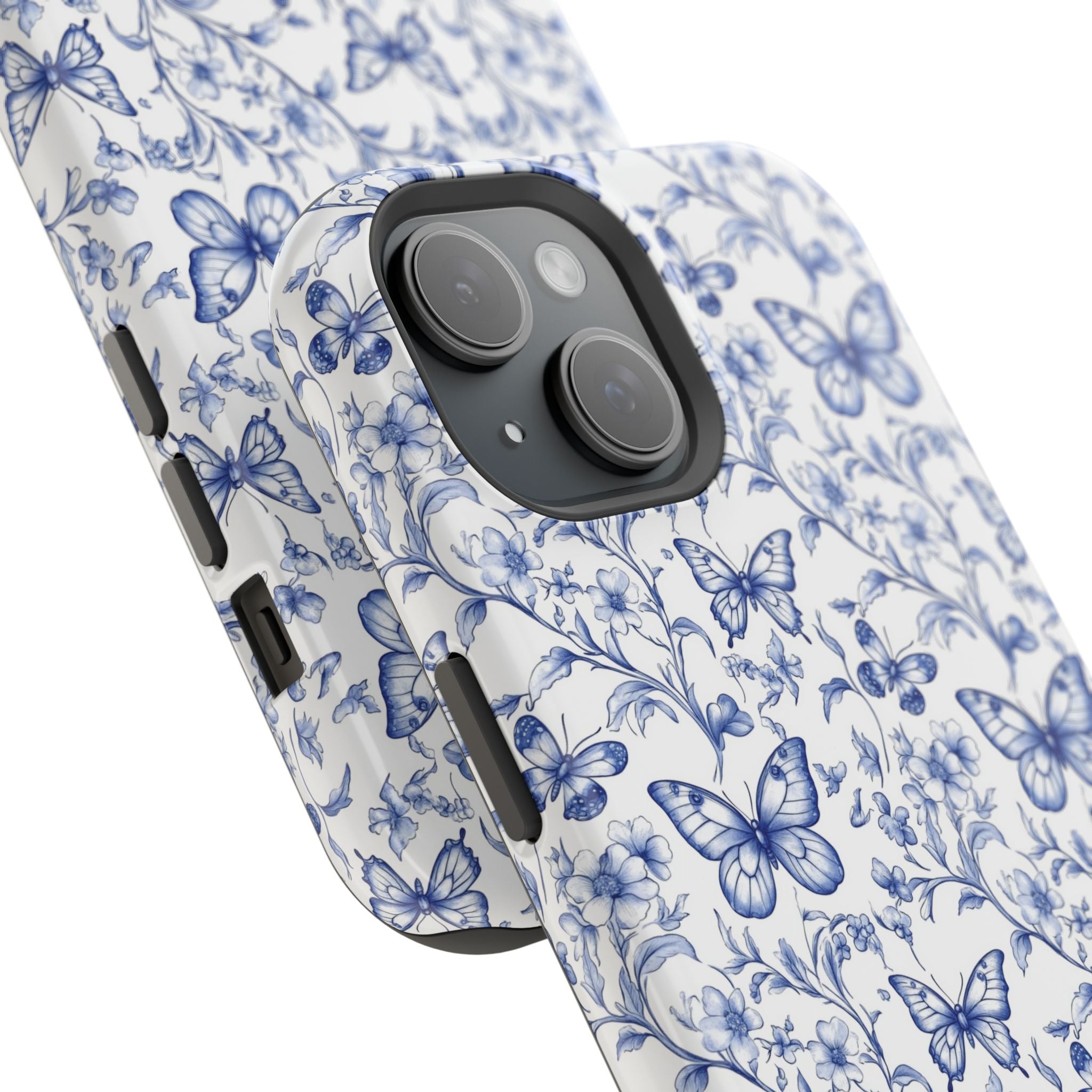 Blue Butterfly Toile Magnetic iPhone Case