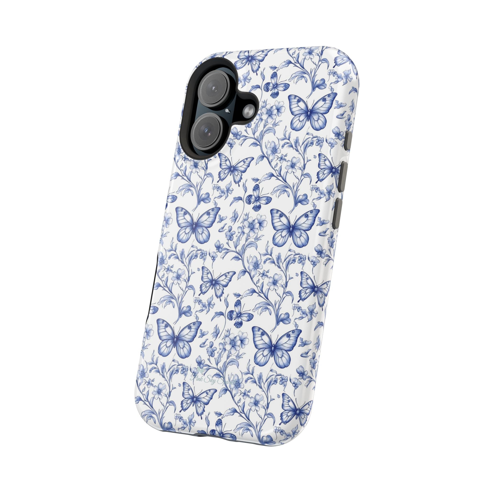 Blue Butterfly Toile Magnetic iPhone Case