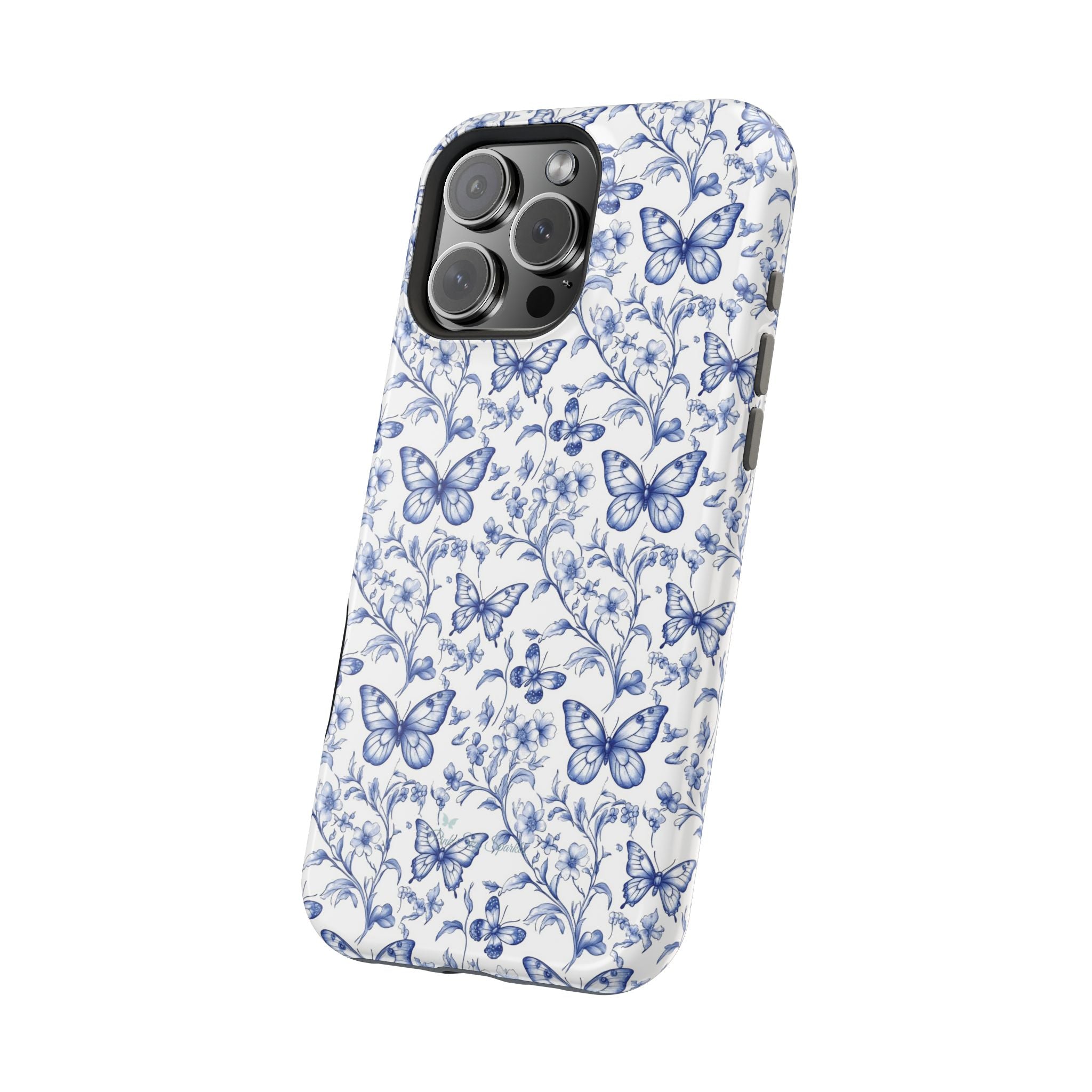 Blue Butterfly Toile Magnetic iPhone Case