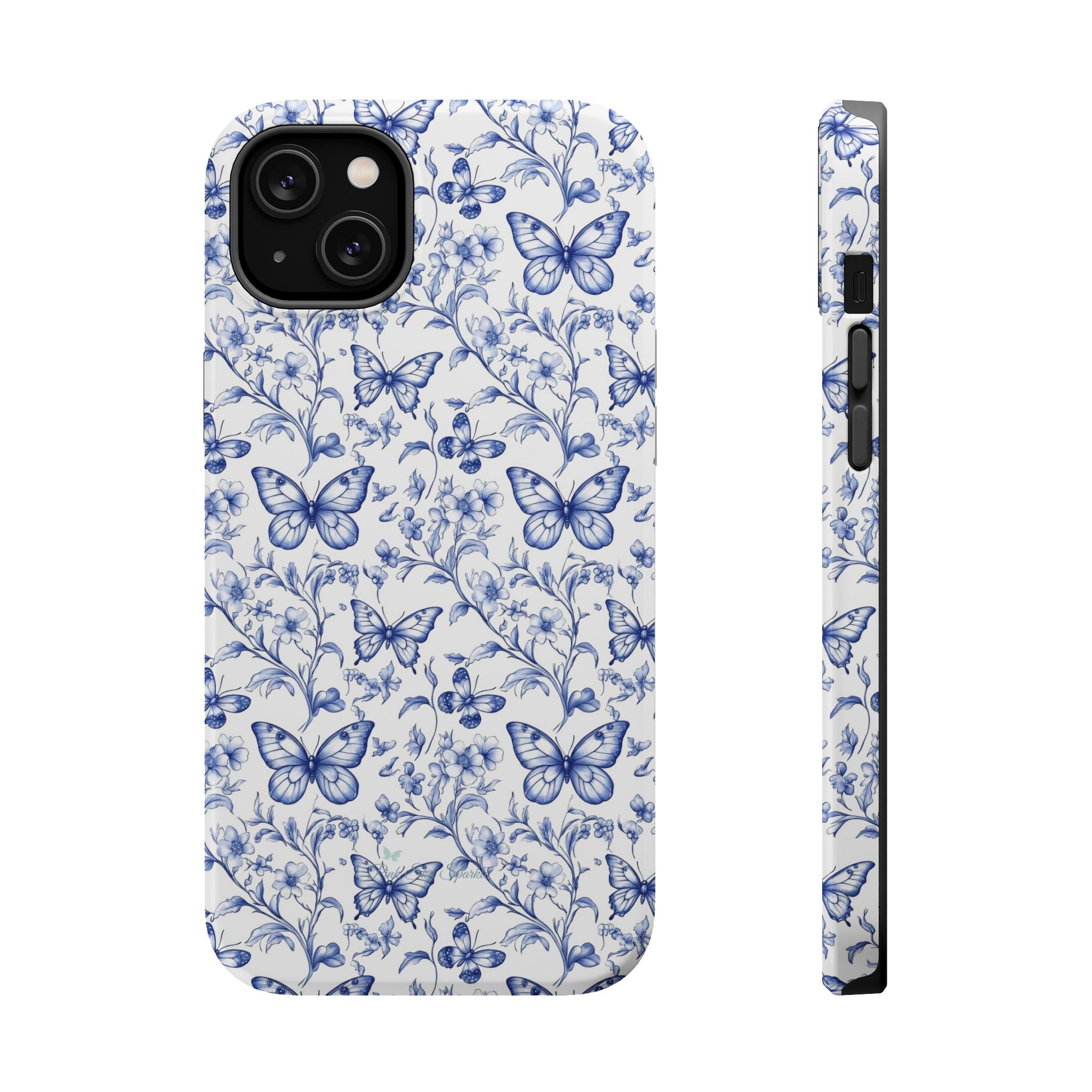 Blue Butterfly Toile Magnetic iPhone Case