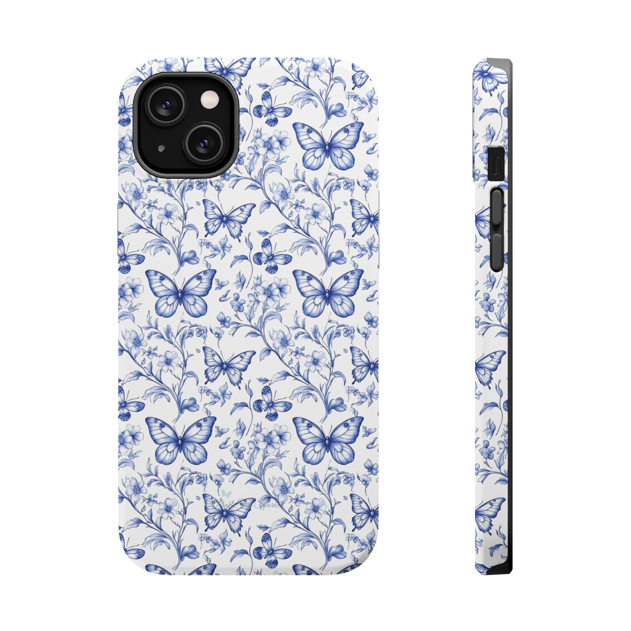 Blue Butterfly Toile Magnetic iPhone Case