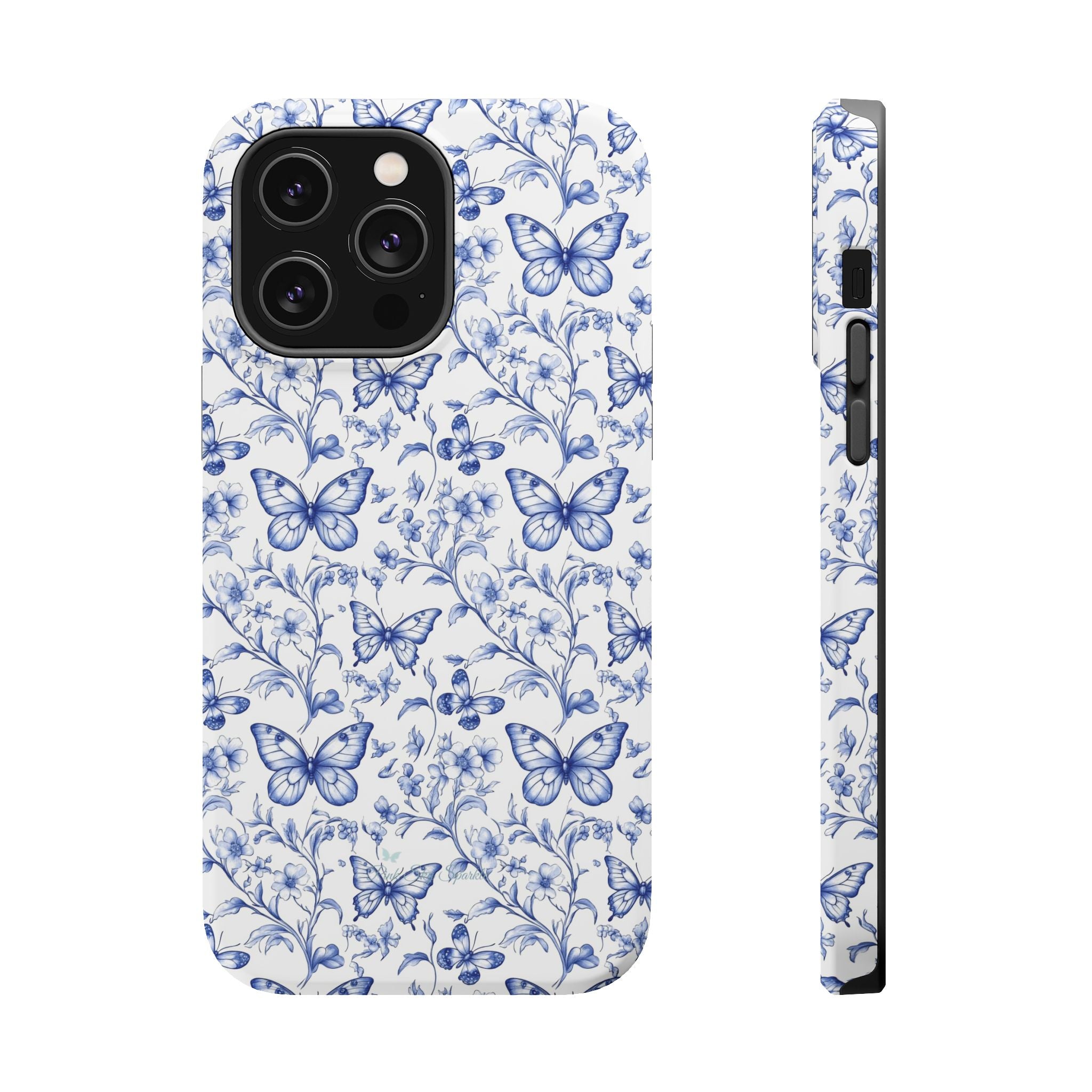 Blue Butterfly Toile Magnetic iPhone Case