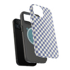 Blue Checkerboard Magnetic iPhone Case