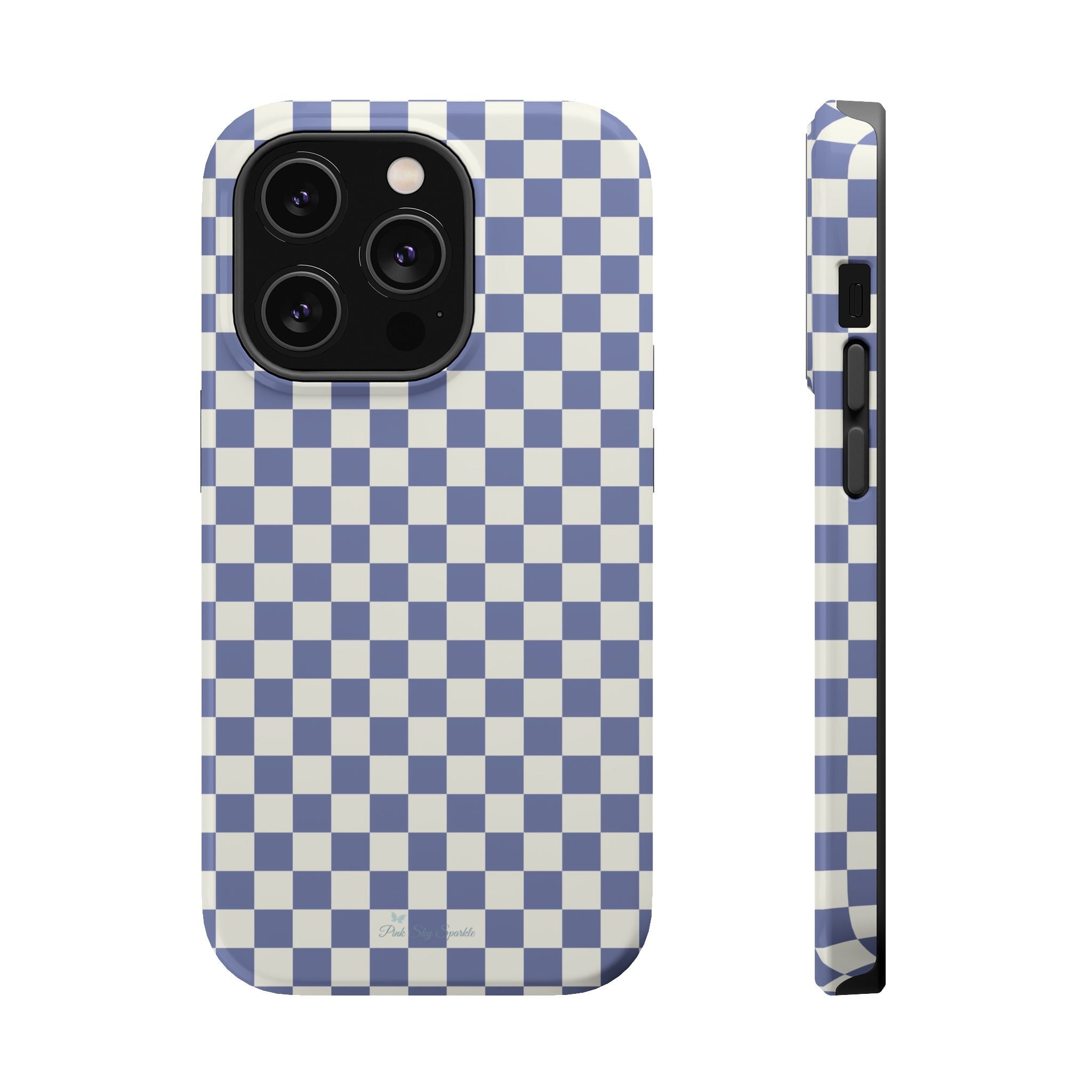 Blue Checkerboard Magnetic iPhone Case