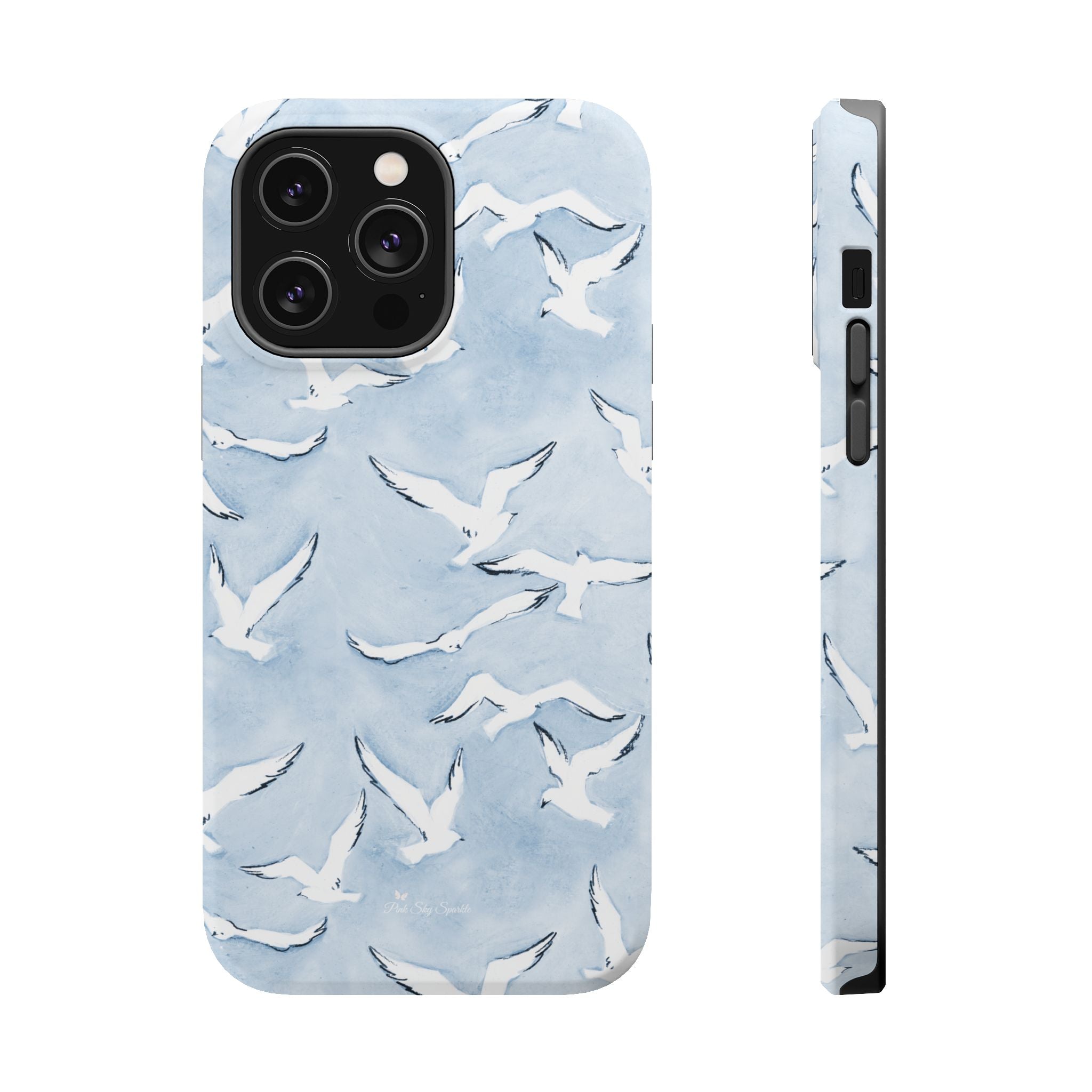 Blue Seagull Print Magnetic iPhone Case