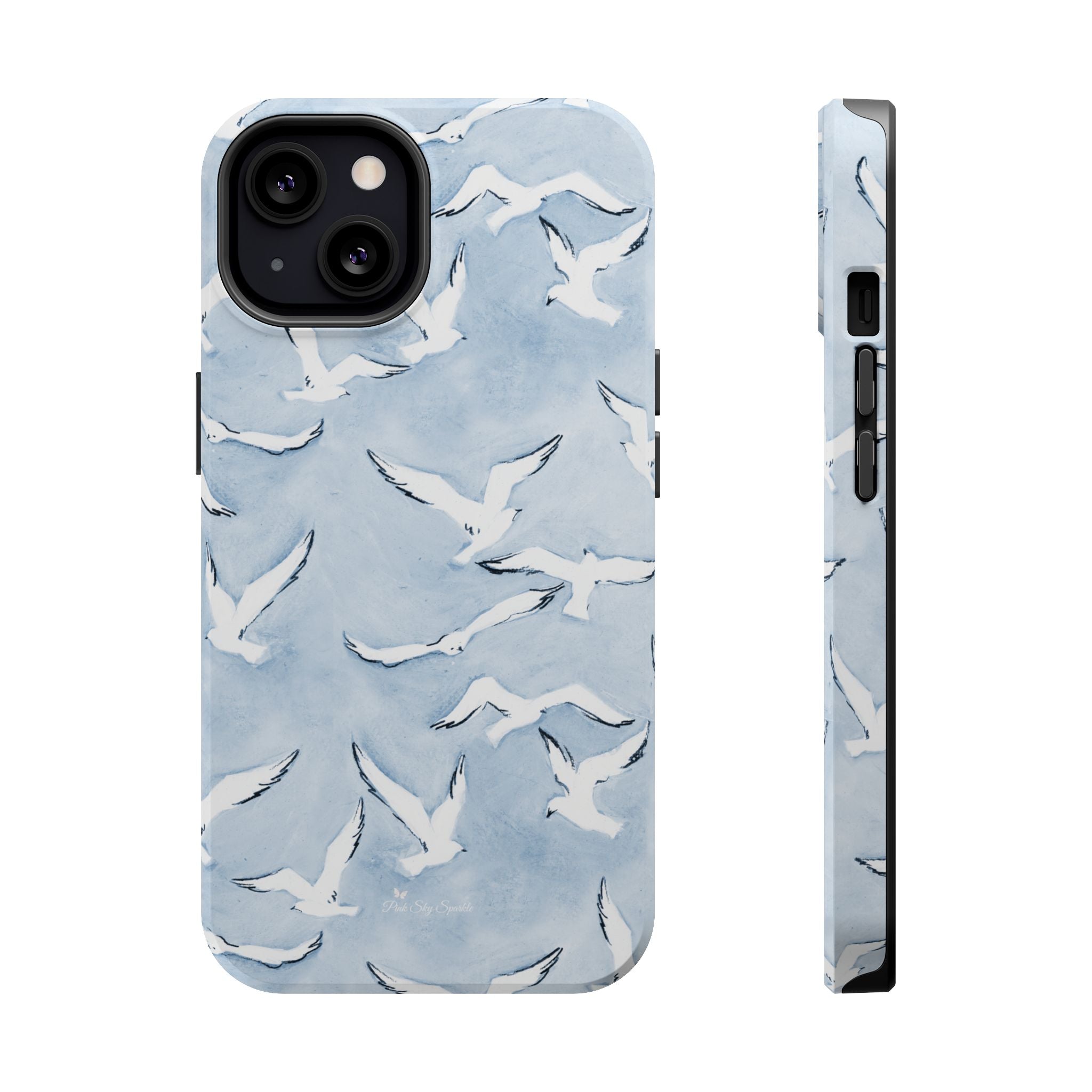 Blue Seagull Print Magnetic iPhone Case