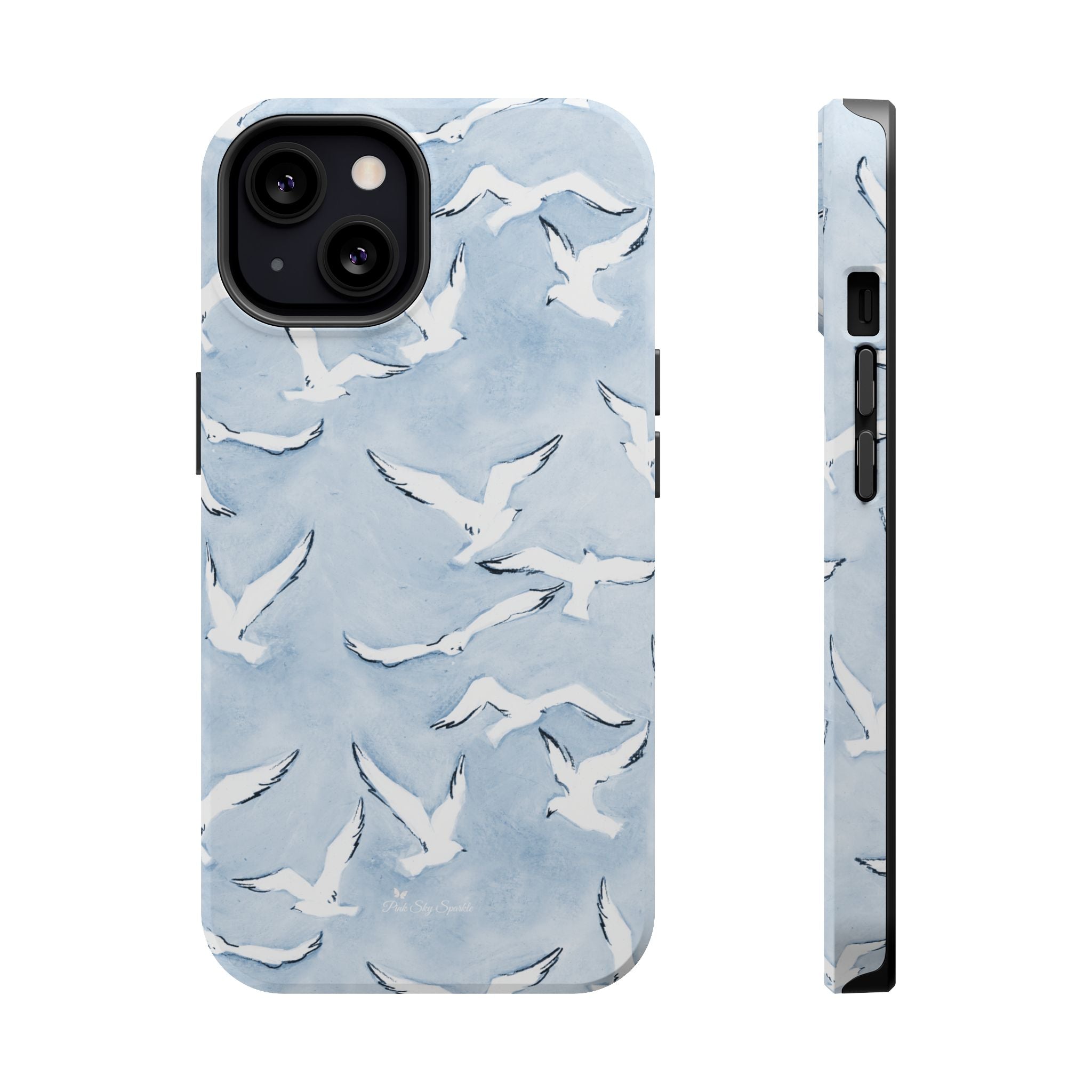 Blue Seagull Print Magnetic iPhone Case