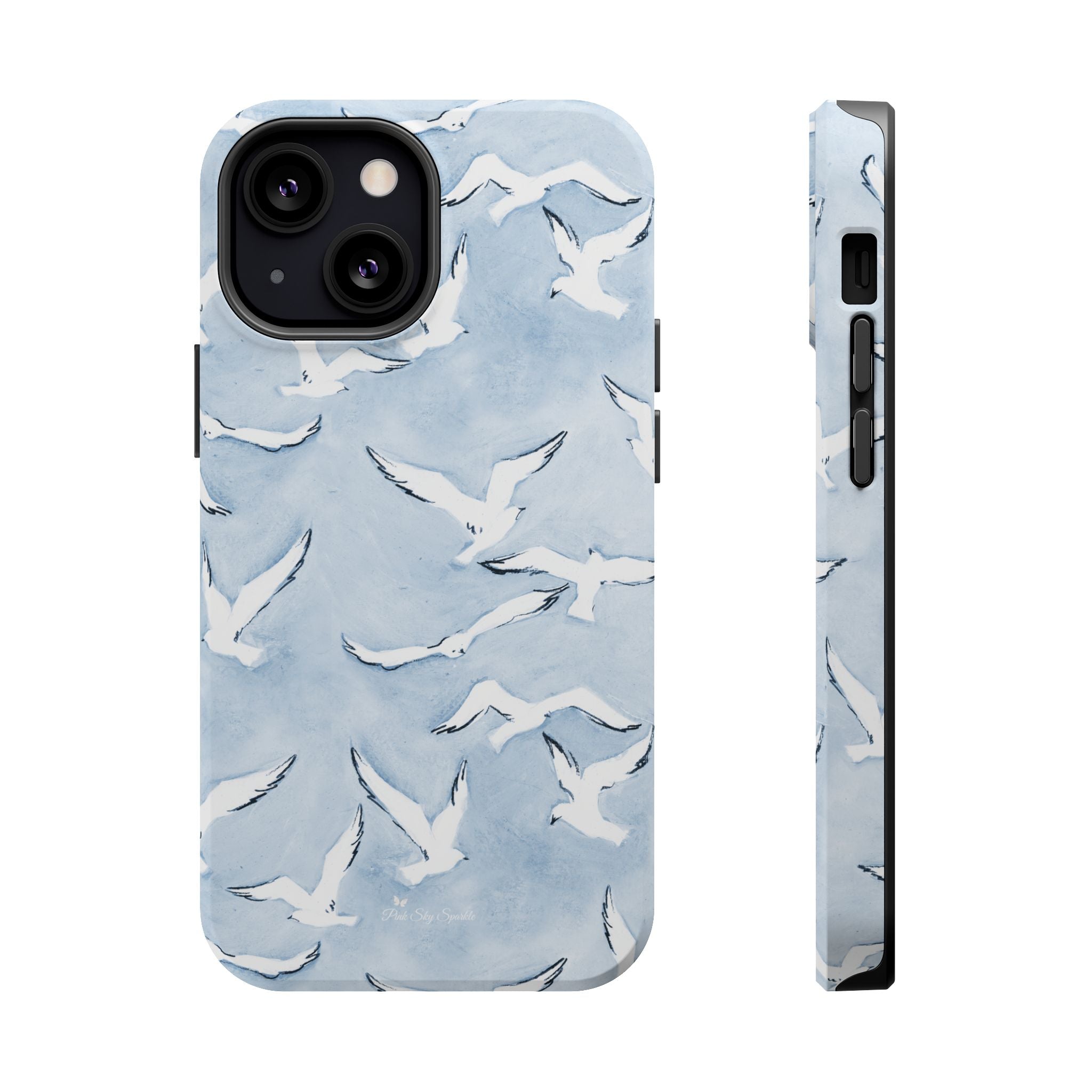 Blue Seagull Print Magnetic iPhone Case