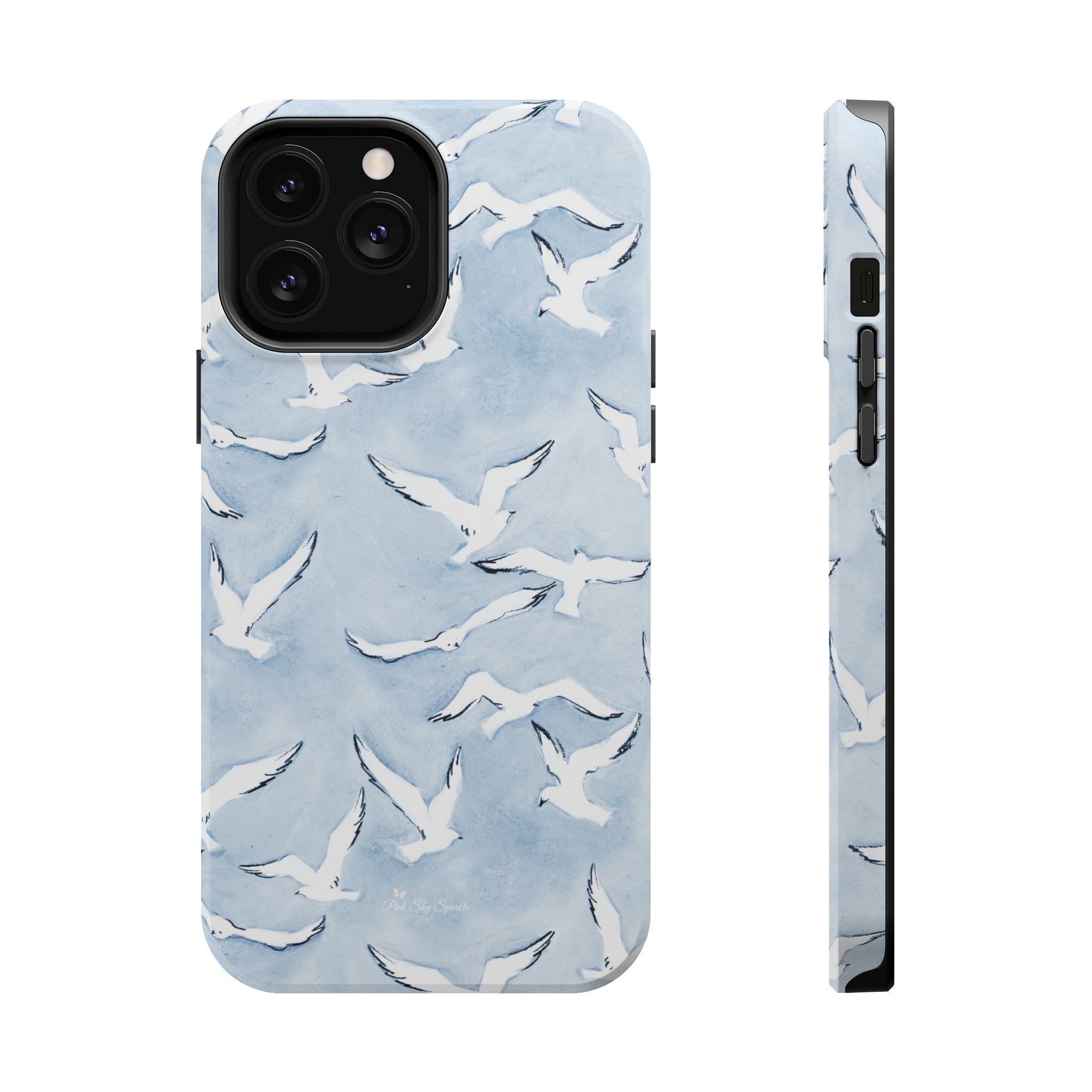 Blue Seagull Print Magnetic iPhone Case