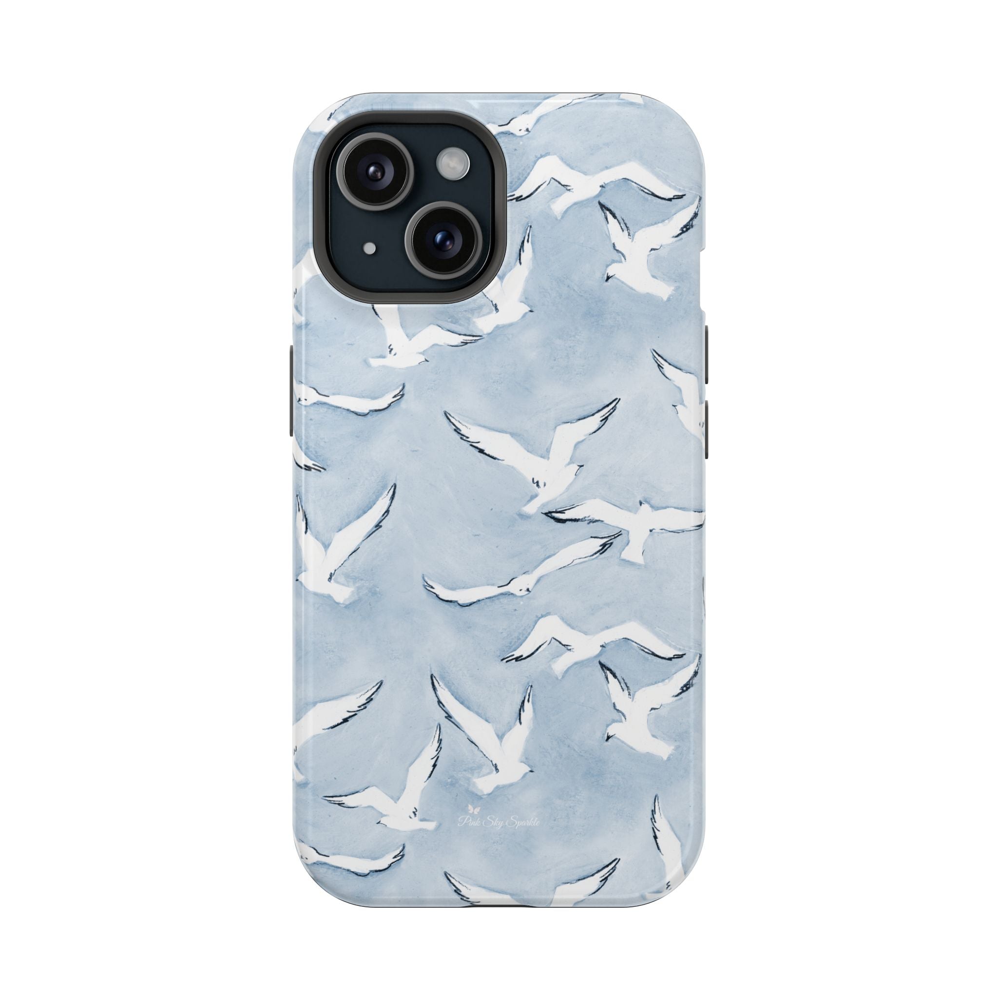 Blue Seagull Print Magnetic iPhone Case