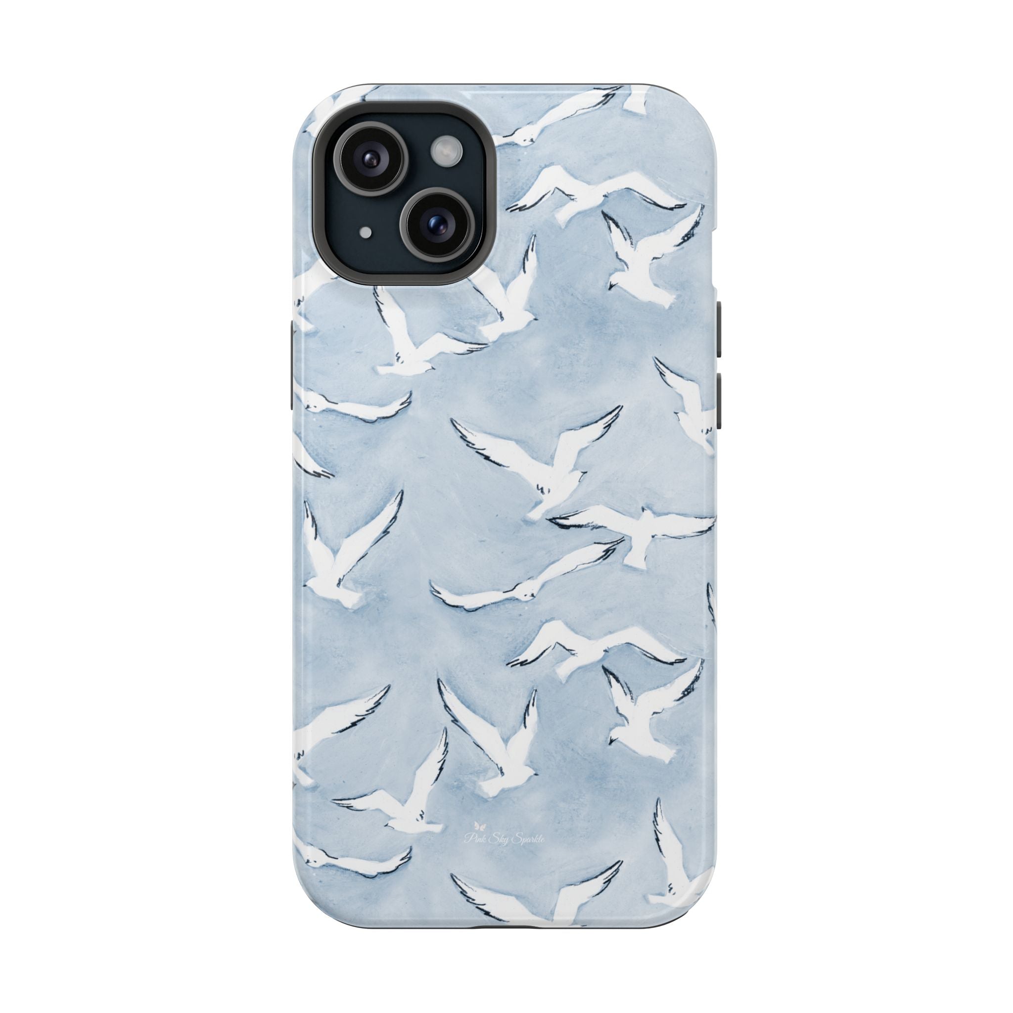 Blue Seagull Print Magnetic iPhone Case