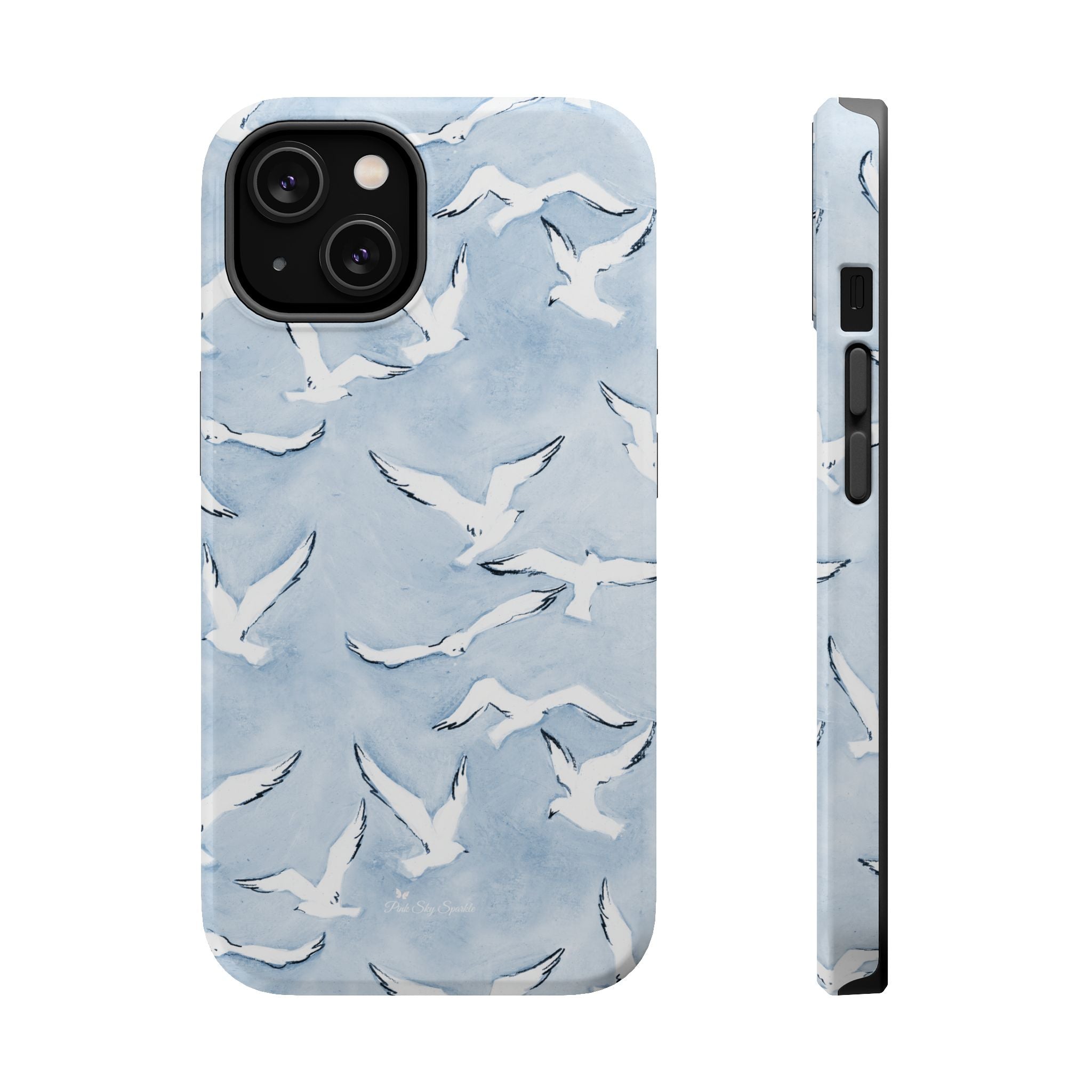 Blue Seagull Print Magnetic iPhone Case