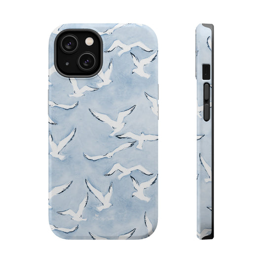 Blue Seagull Print Magnetic iPhone Case
