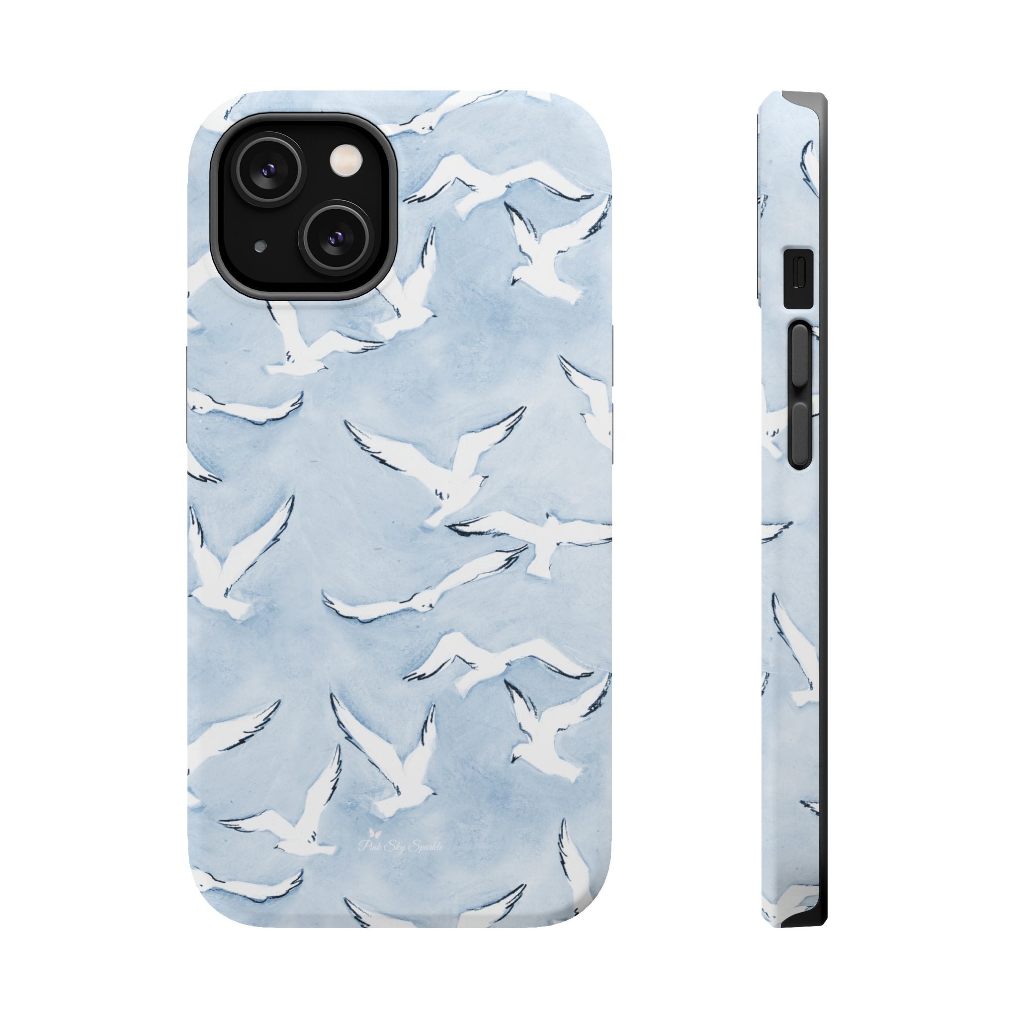Blue Seagull Print Magnetic iPhone Case