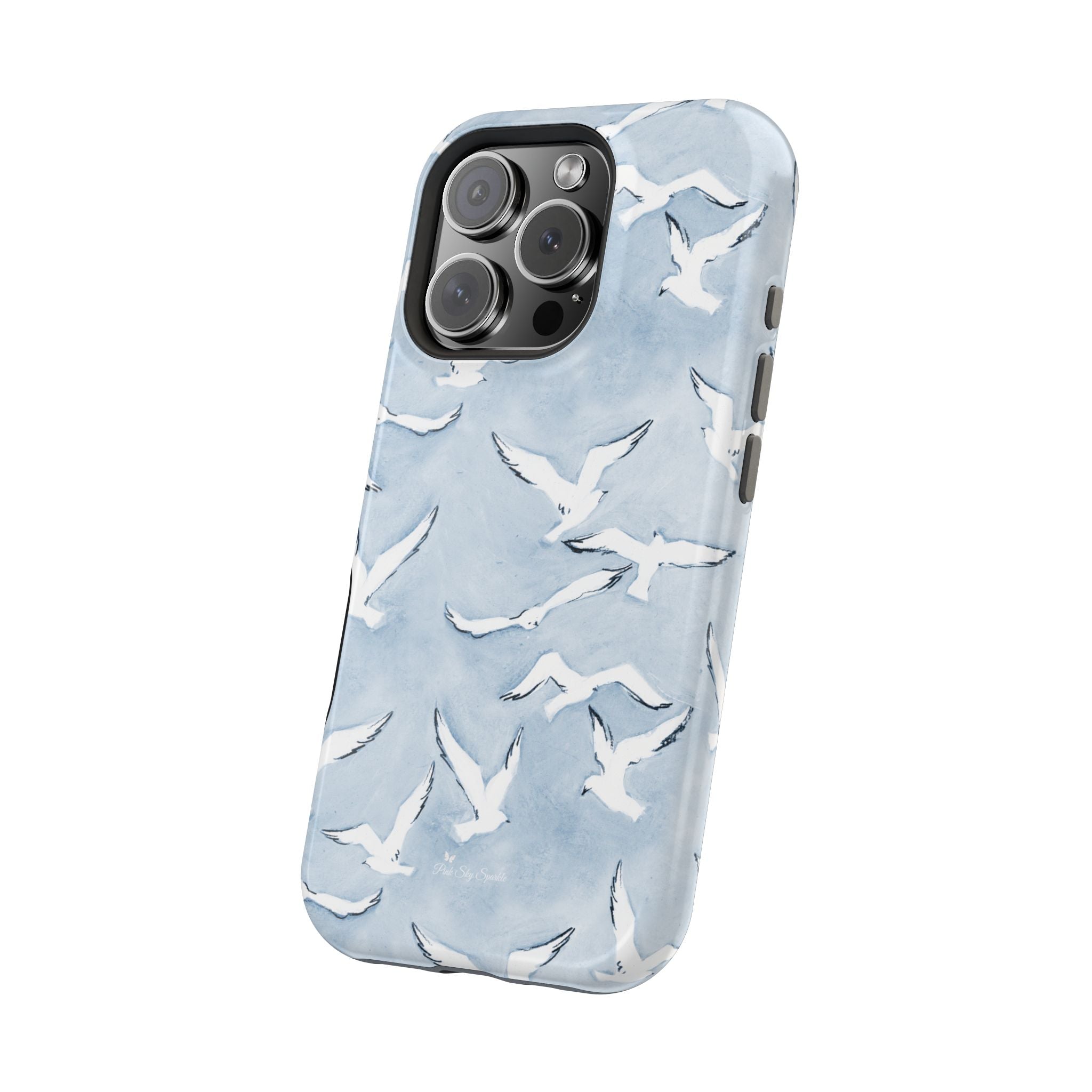 Blue Seagull Print Magnetic iPhone Case