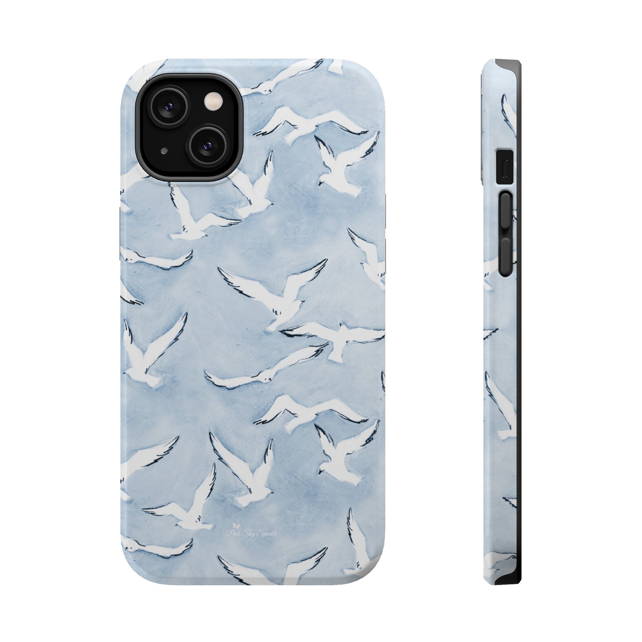 Blue Seagull Print Magnetic iPhone Case