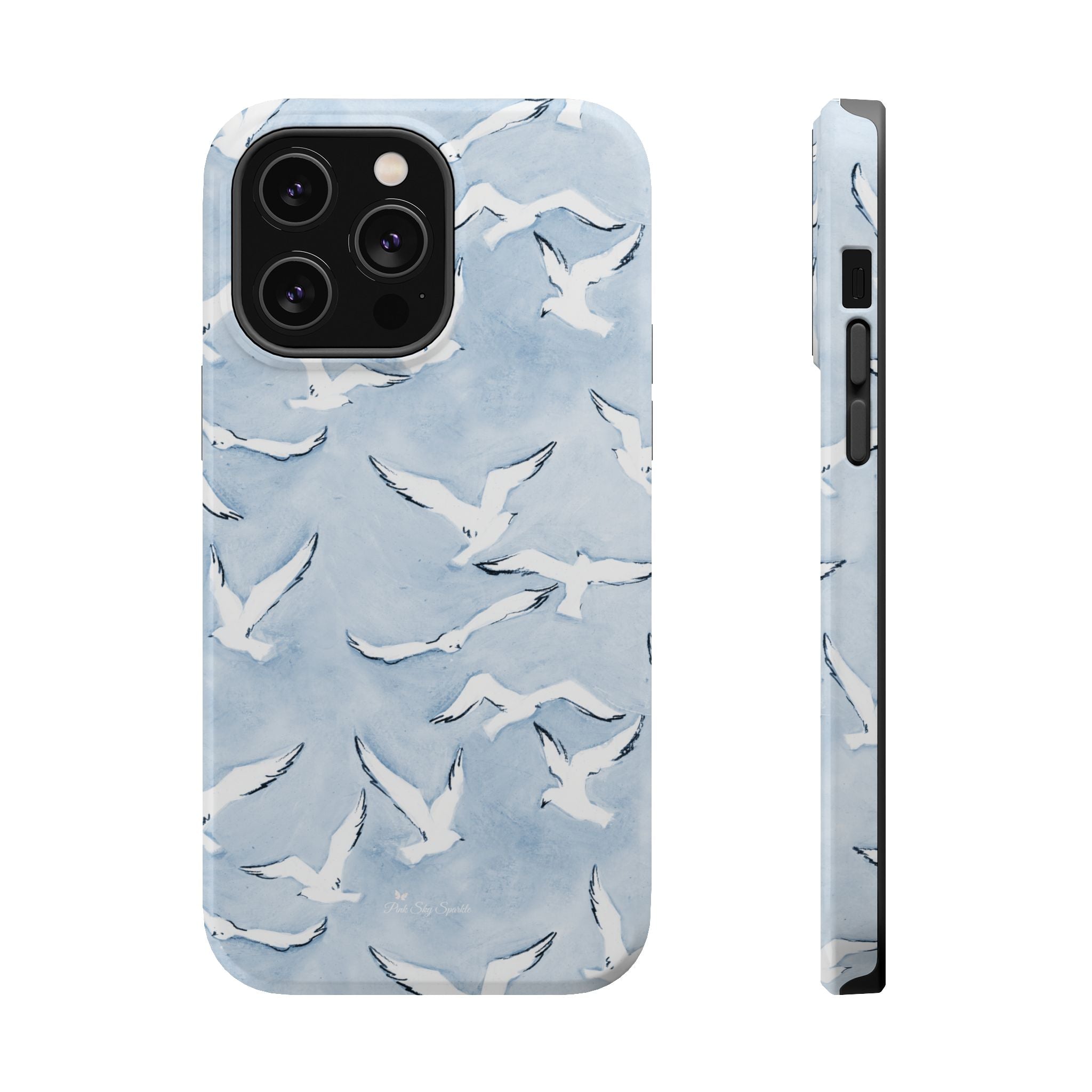 Blue Seagull Print Magnetic iPhone Case