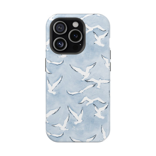 Blue Seagull Print Magnetic iPhone Case
