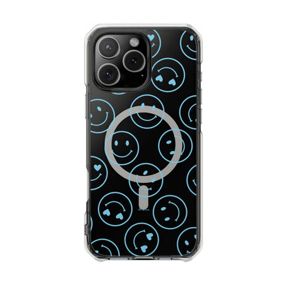 Blue Smilies Magnetic Clear Impact iPhone Case