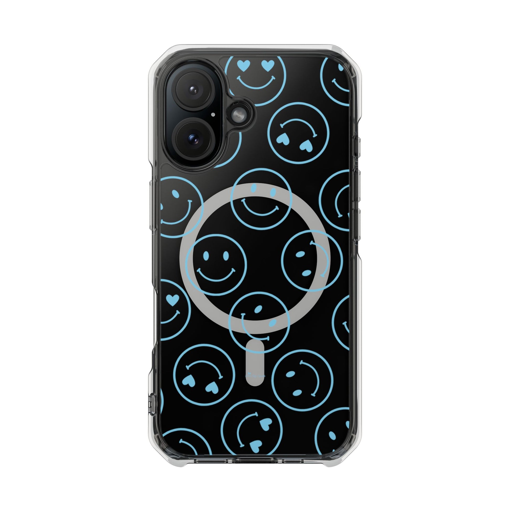 Blue Smilies Magnetic Clear Impact iPhone Case