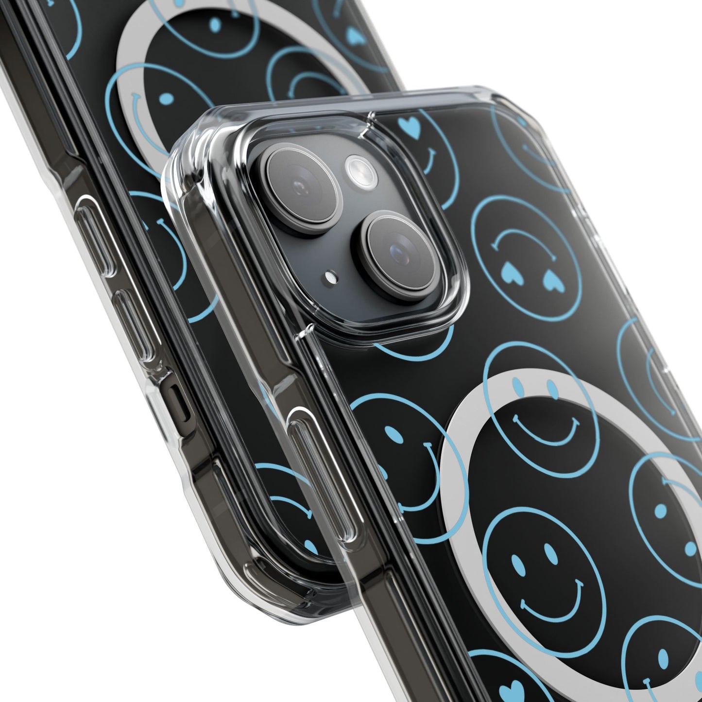 Blue Smilies Magnetic Clear Impact iPhone Case