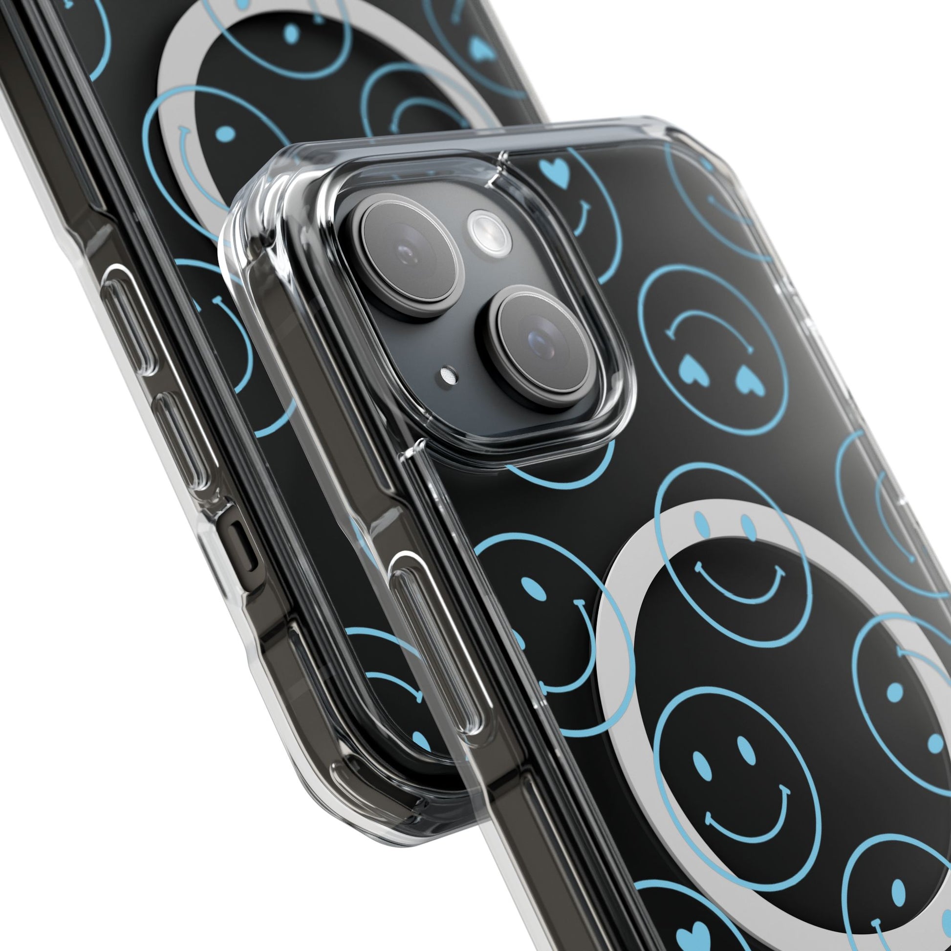 Blue Smilies Magnetic Clear Impact iPhone Case
