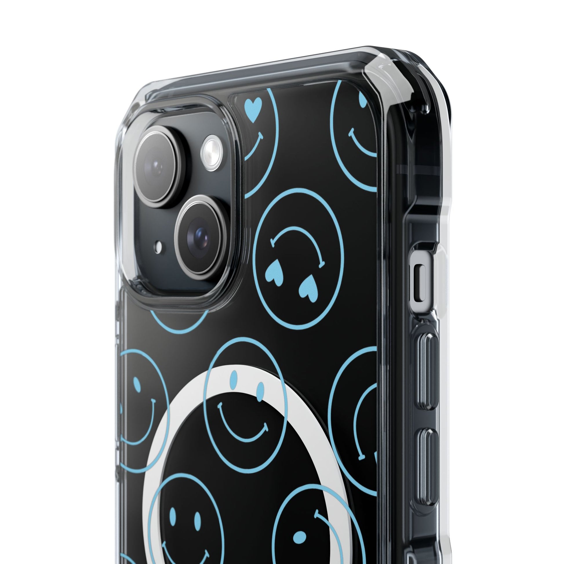 Blue Smilies Magnetic Clear Impact iPhone Case