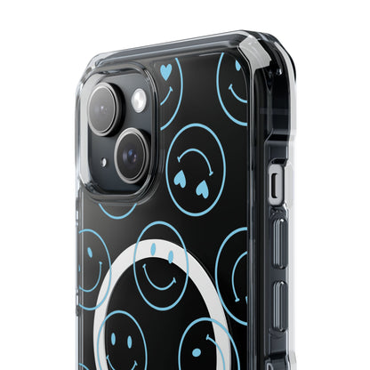 Blue Smilies Magnetic Clear Impact iPhone Case