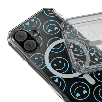 Blue Smilies Magnetic Clear Impact iPhone Case
