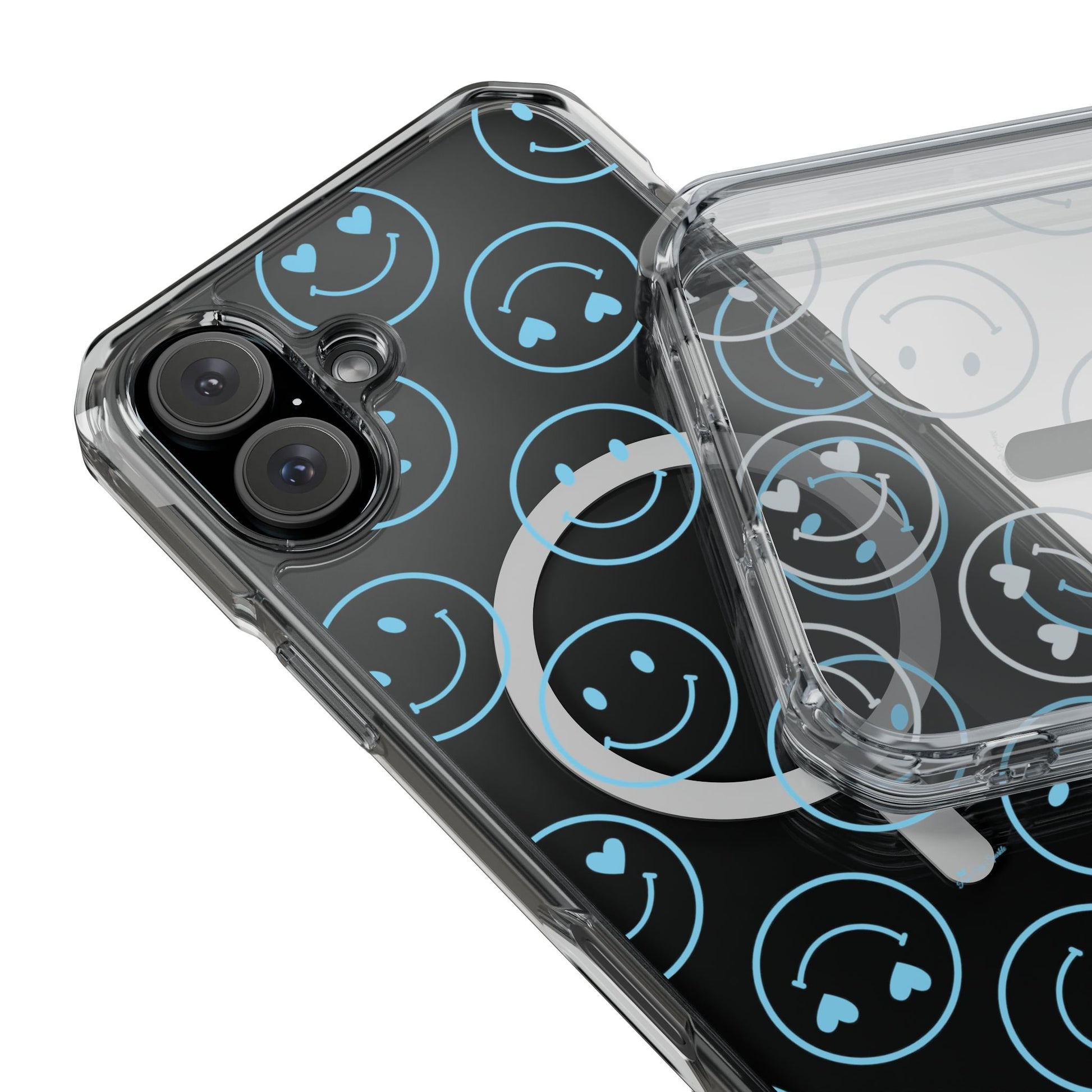 Blue Smilies Magnetic Clear Impact iPhone Case
