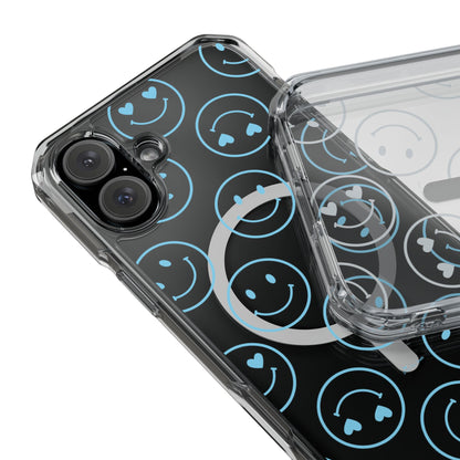 Blue Smilies Magnetic Clear Impact iPhone Case