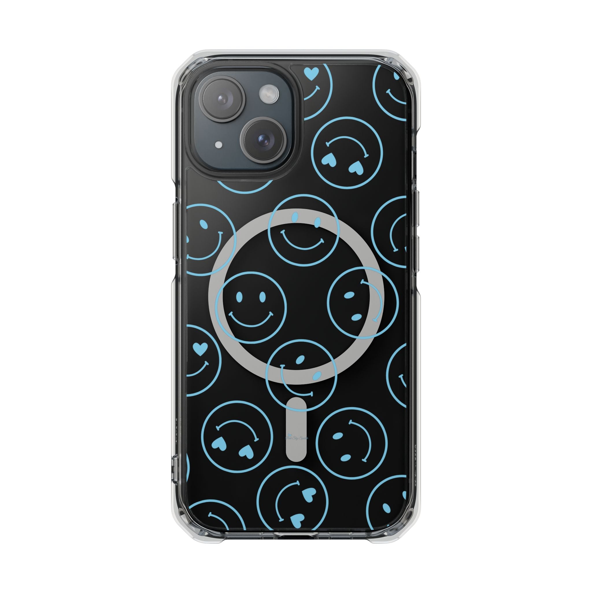 Blue Smilies Magnetic Clear Impact iPhone Case