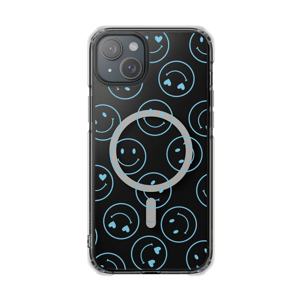Blue Smilies Magnetic Clear Impact iPhone Case