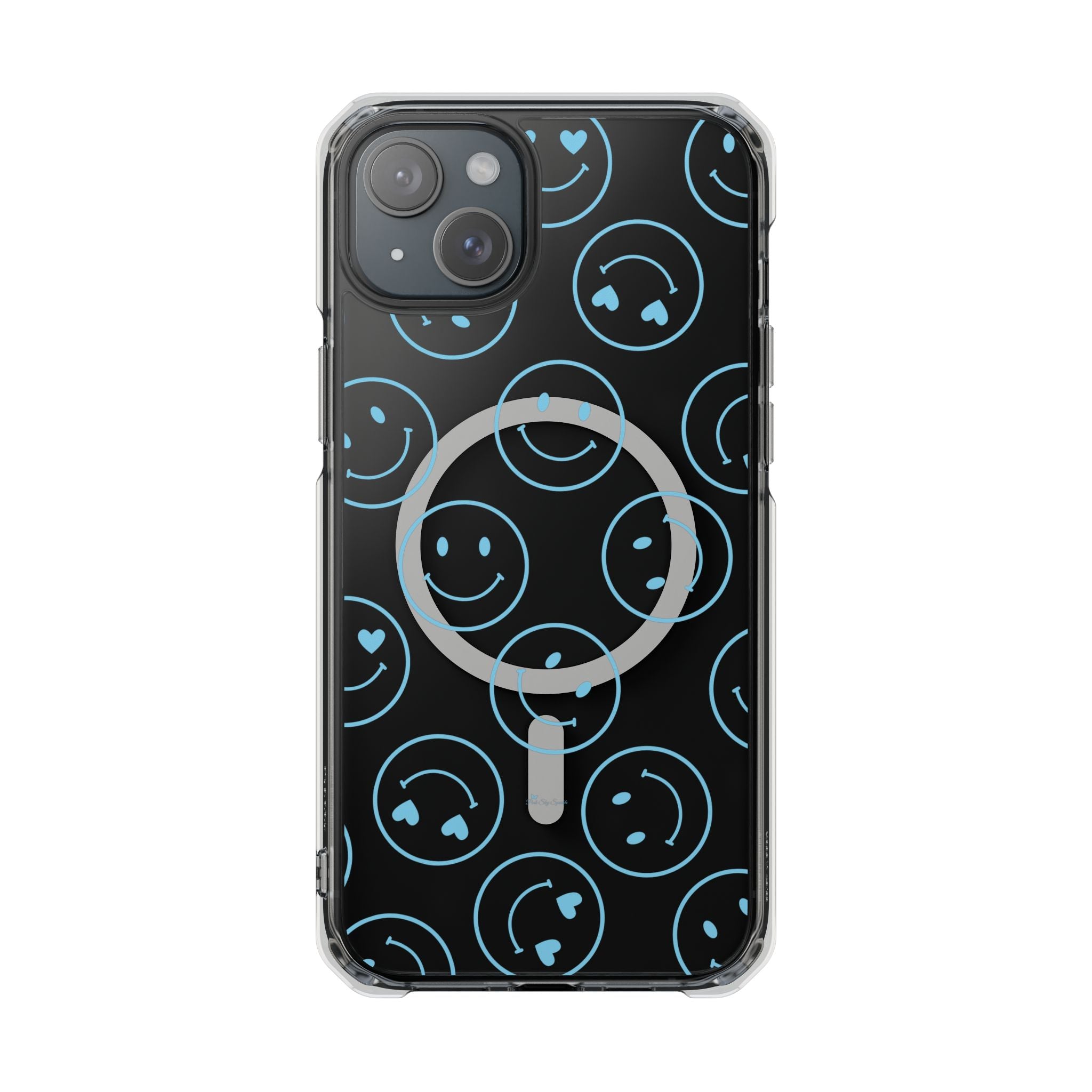 Blue Smilies Magnetic Clear Impact iPhone Case
