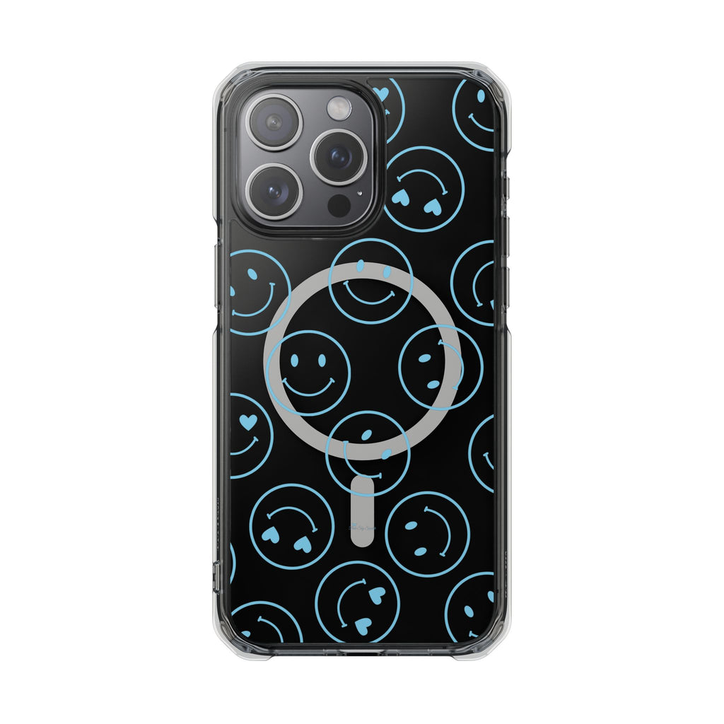 Blue Smilies Magnetic Clear Impact iPhone Case