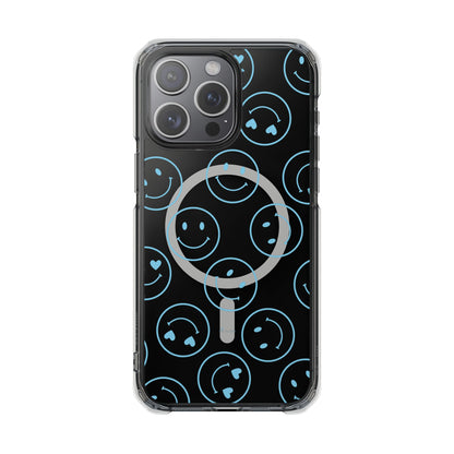 Blue Smilies Magnetic Clear Impact iPhone Case