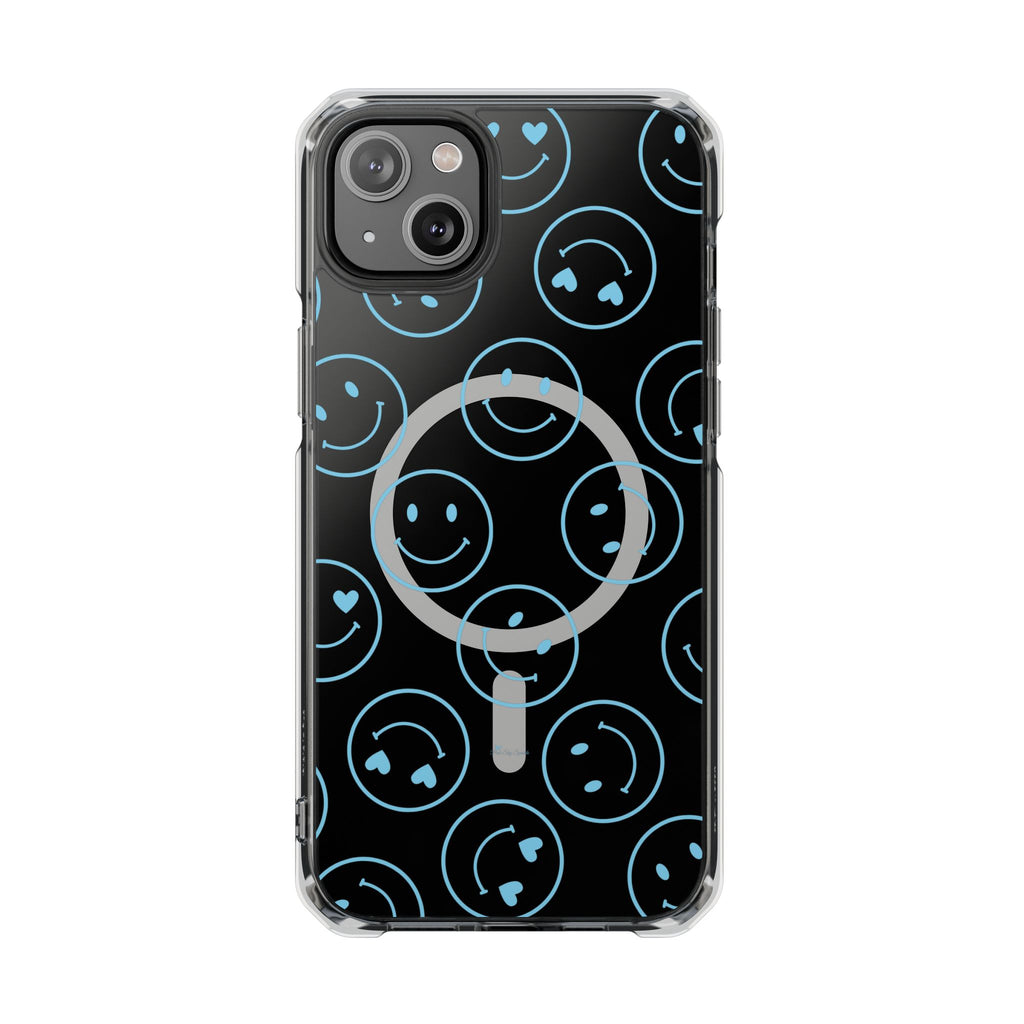 Blue Smilies Magnetic Clear Impact iPhone Case