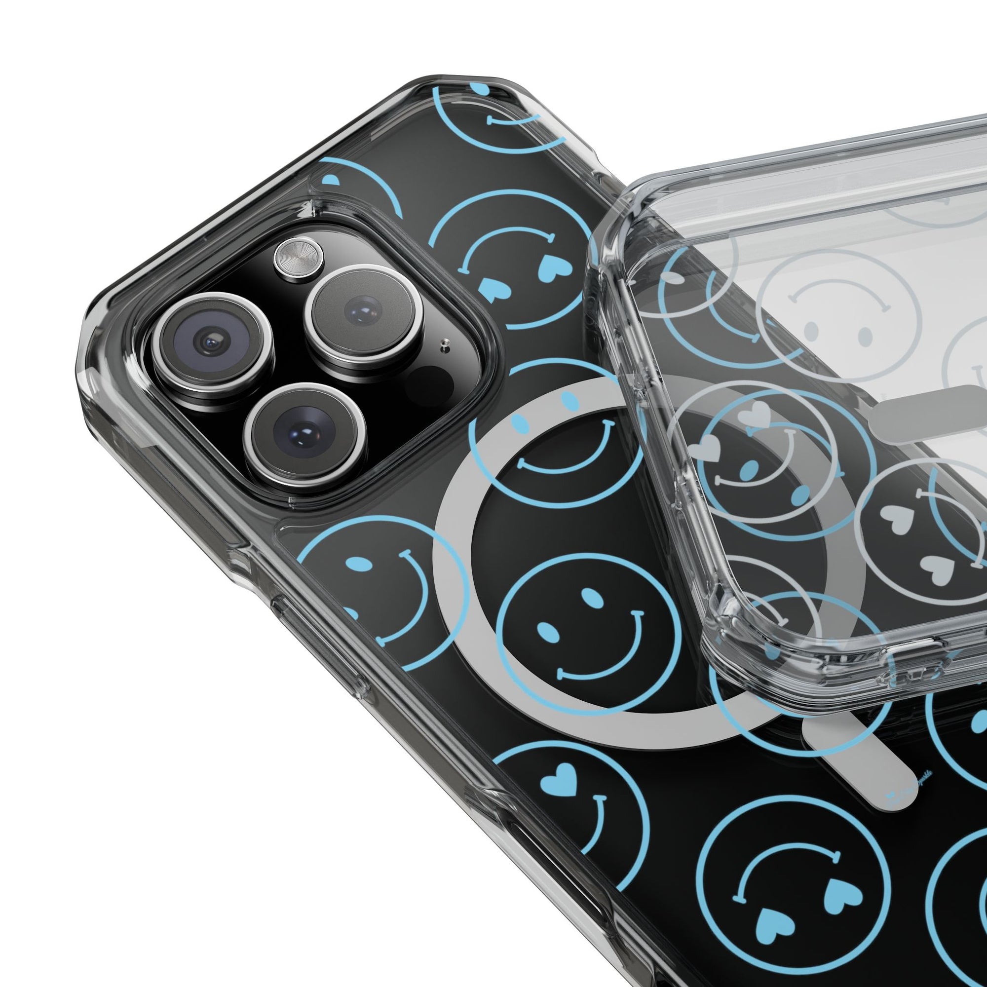 Blue Smilies Magnetic Clear Impact iPhone Case
