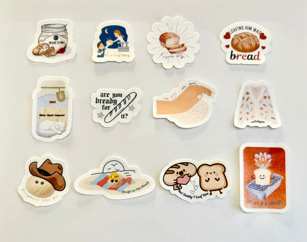 Swiftie themed bread pun sticker pack. 