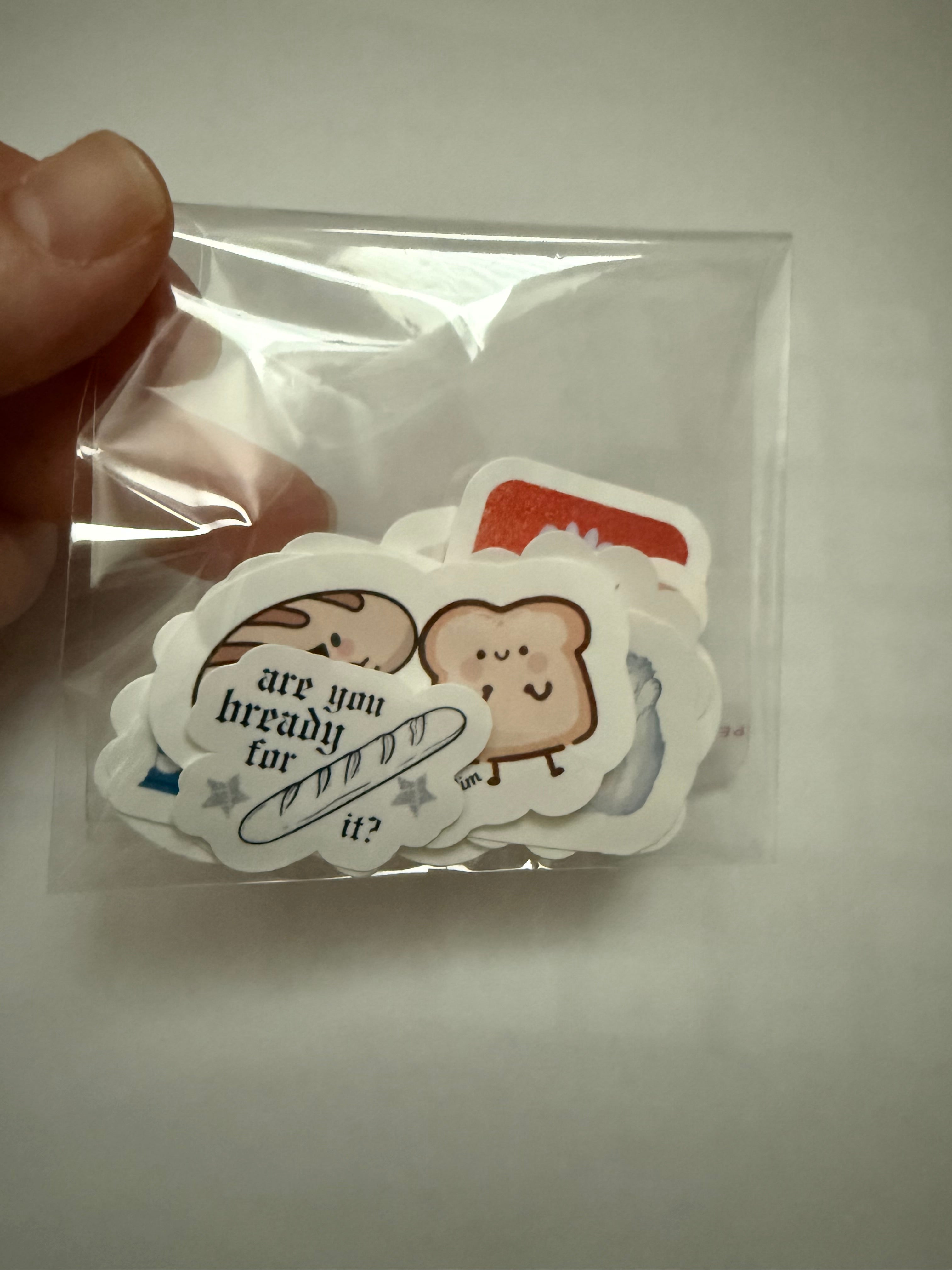 Bread Puns Sticker Set in a clear bag