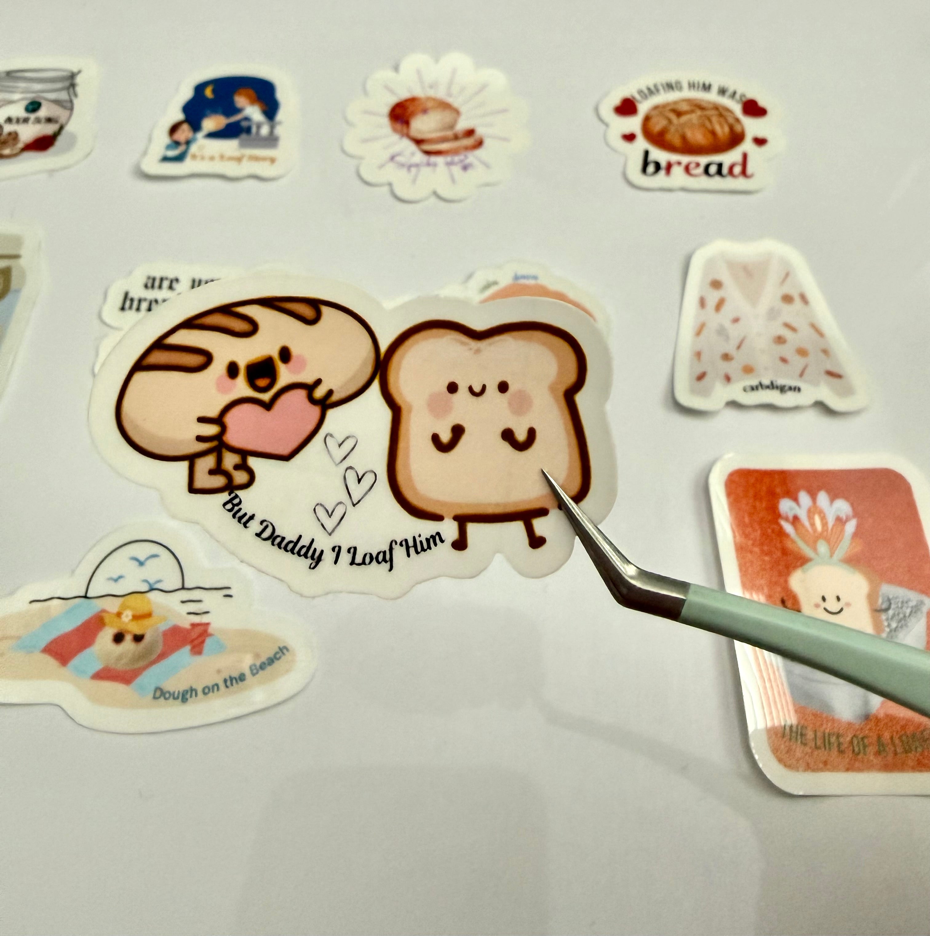 But Daddy I Loaf Him Sticker with two bread characters and hearts.