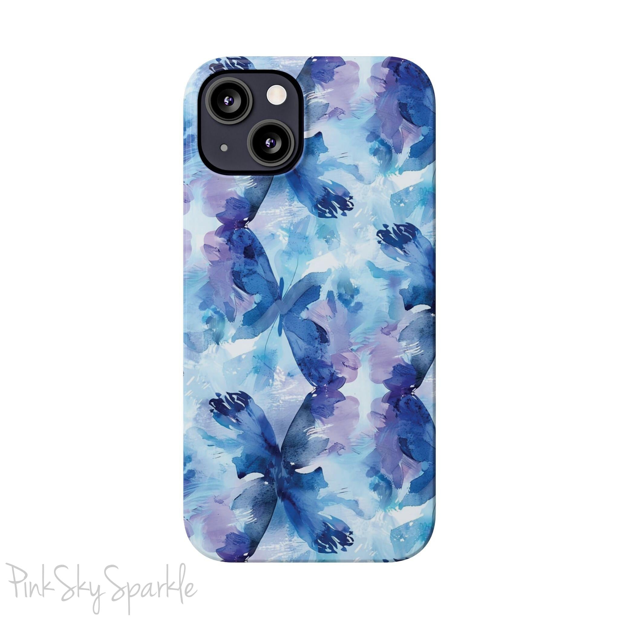 Butterfly Elegance Slim iPhone Case. Enhance your phone's style with the Butterfly Dreams Slim iPhone Case! This case features a sleek, slim design and a beautiful watercolour butterfly pattern.