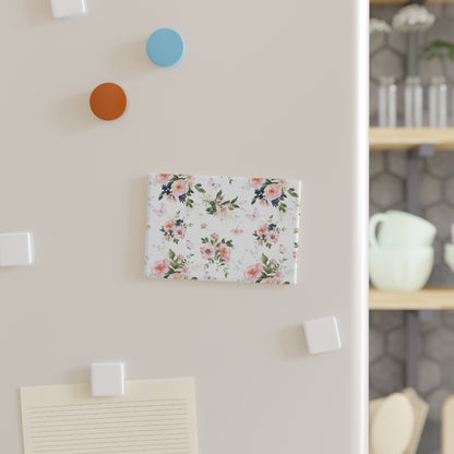 Butterfly Garden Rectangle Button Magnet - Delicate and enchanting magnet featuring a whimsical garden scene with pink butterflies and floral accents. Perfect for fridge decor, gifting, and nature lovers.