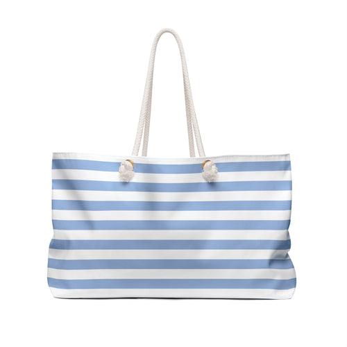 By the Pool Blue Striped Weekender Tote Bag