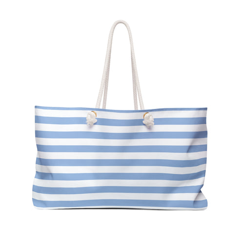 By the Pool Blue Striped Weekender Tote Bag