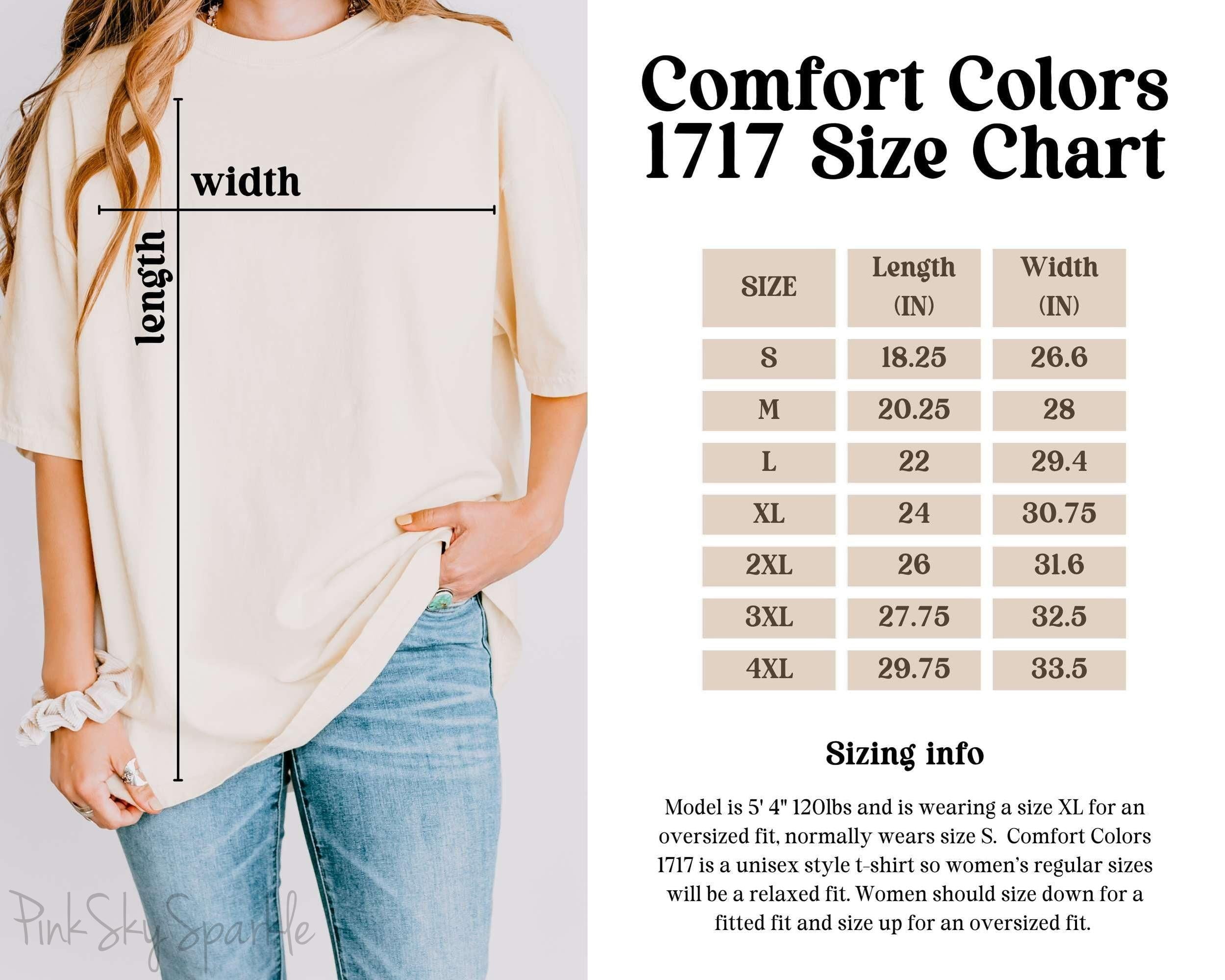 Comfort Colors 1717 Size Chart