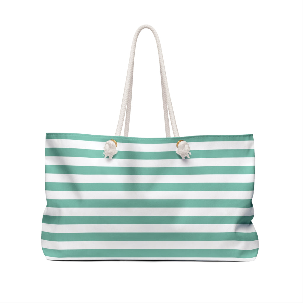 Cabana Mint Stylish Striped Weekender Tote Bag
