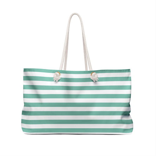 Cabana Mint Stylish Striped Weekender Tote Bag