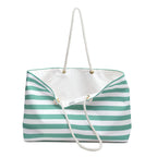 Cabana Mint Stylish Striped Weekender Tote Bag